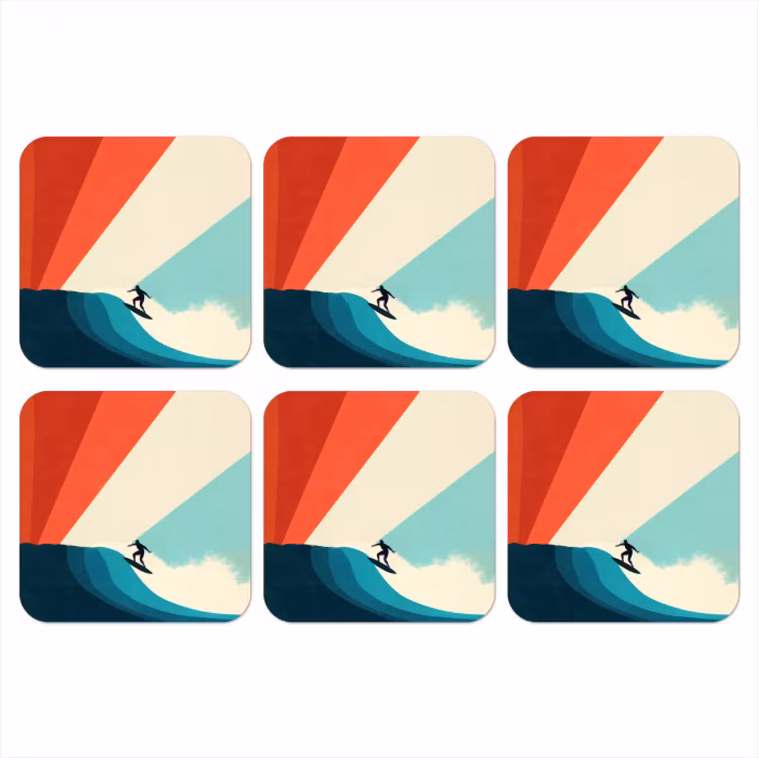 Surfer - Abstract - Golven - Zonnestralen onderzetter kurk middel -3d