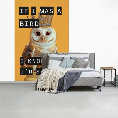 Geel - Uil - Vogel - Decoratie fotobehang vinyl groot -slaapkamer
