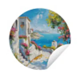 Landschap - Bloemen - Natuur - Zomer Wandcirkel tuinposter met ringen klein -3d