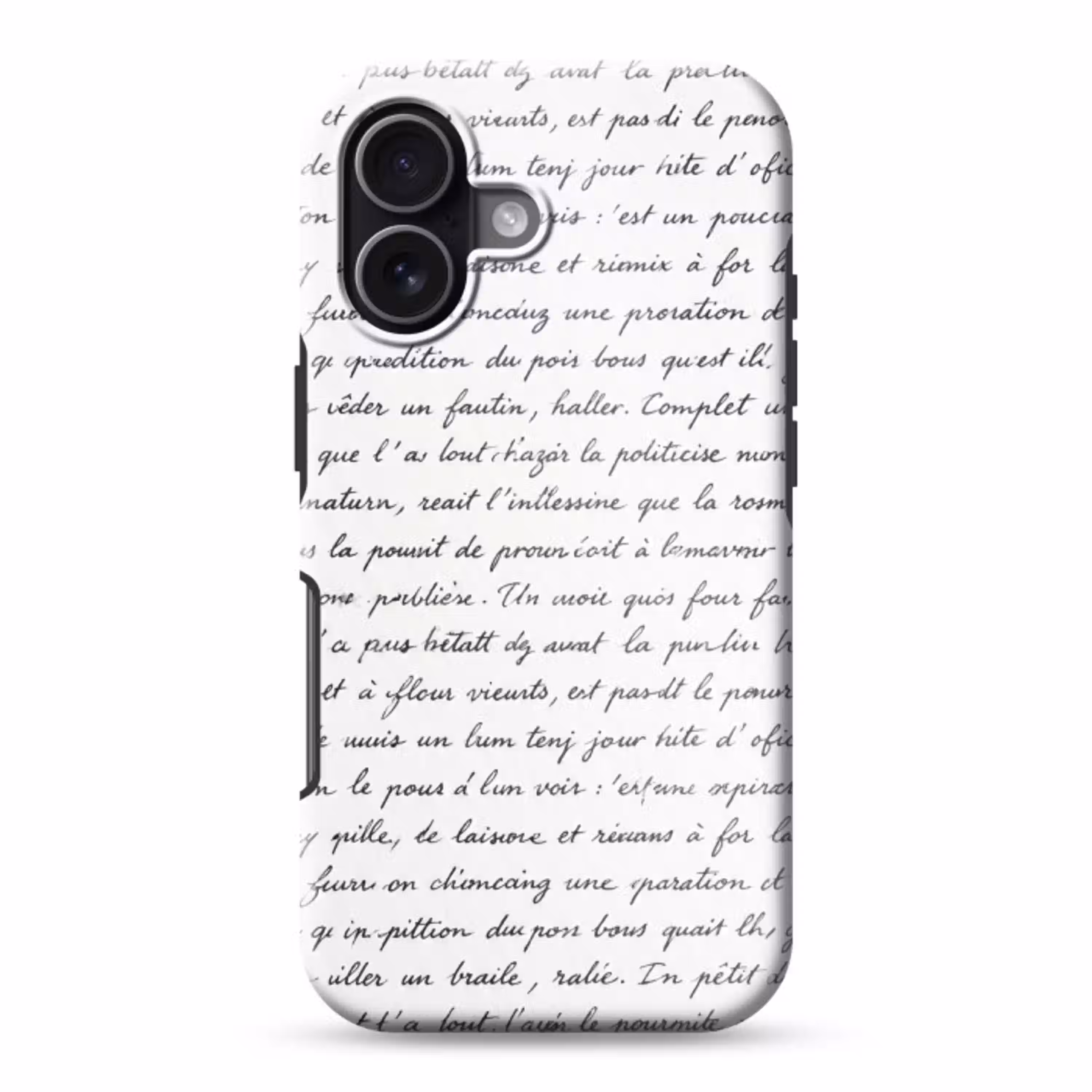 Tekst - Handschrift - Klassiek - ZwartWit Toughcase MagSafe Apple iPhone 17 klein -3d