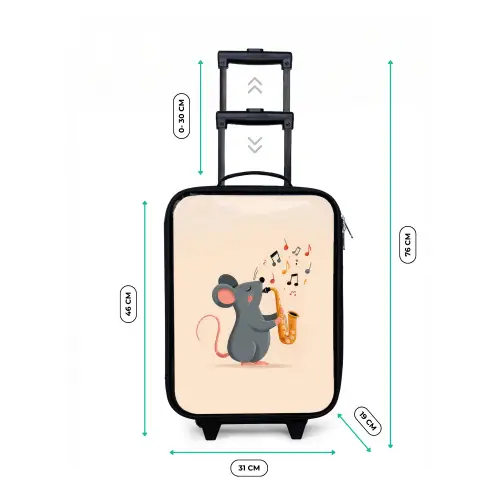 Muis - Saxofoon - Muzieknoten Kinderkoffer - Zwart klein -productfoto_formaten