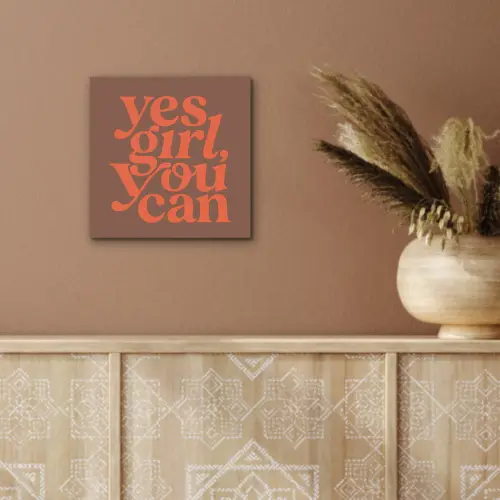 Yes girl you can - Oranje - Bruin aluminium wit klein -sfeer4