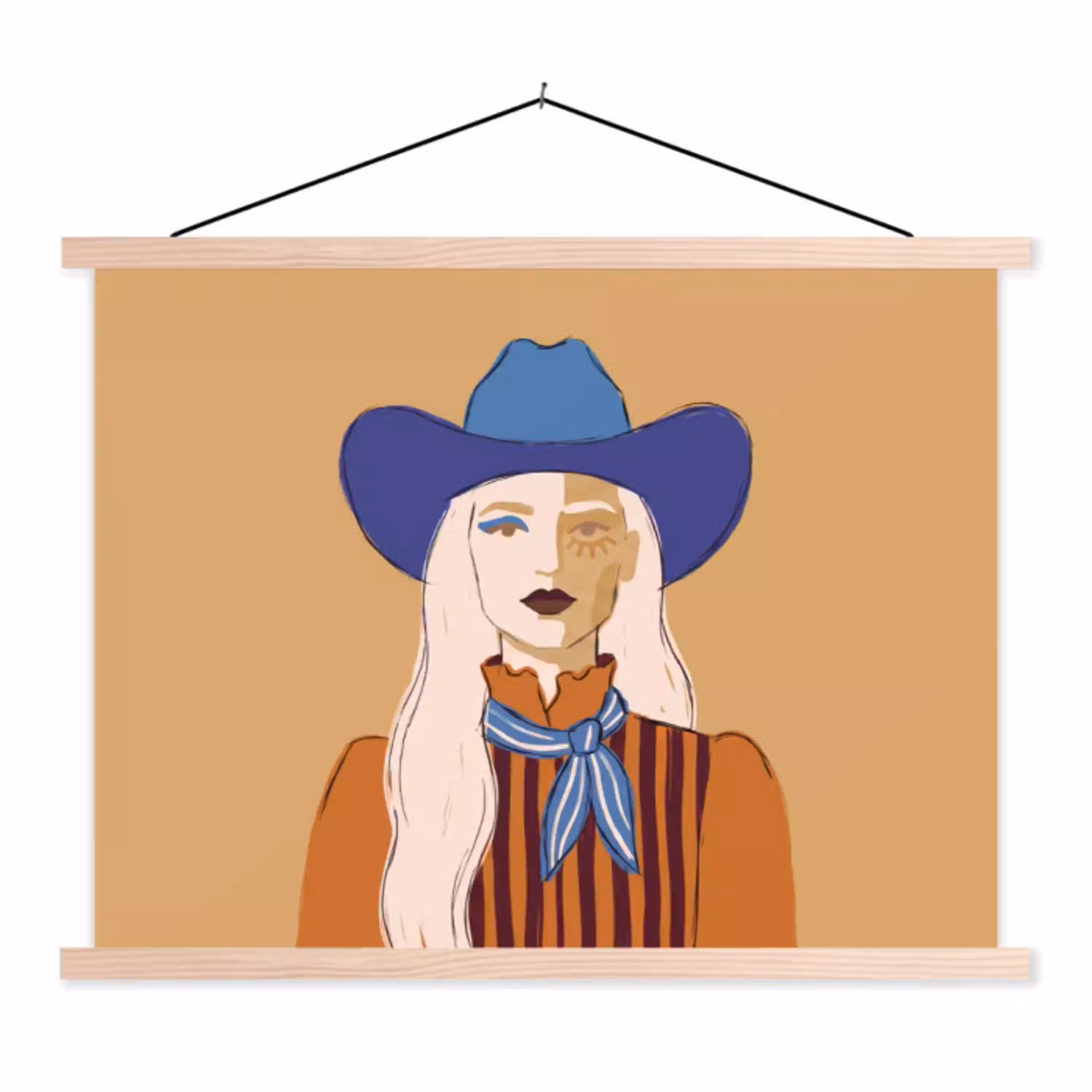 Vrouw - Portret - Abstract - Kleurrijk - Modern textielposter latten blank klein -3d