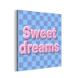 Sweet dreams - Vierkanten - Roze - Blauw aluminium wit klein -3d
