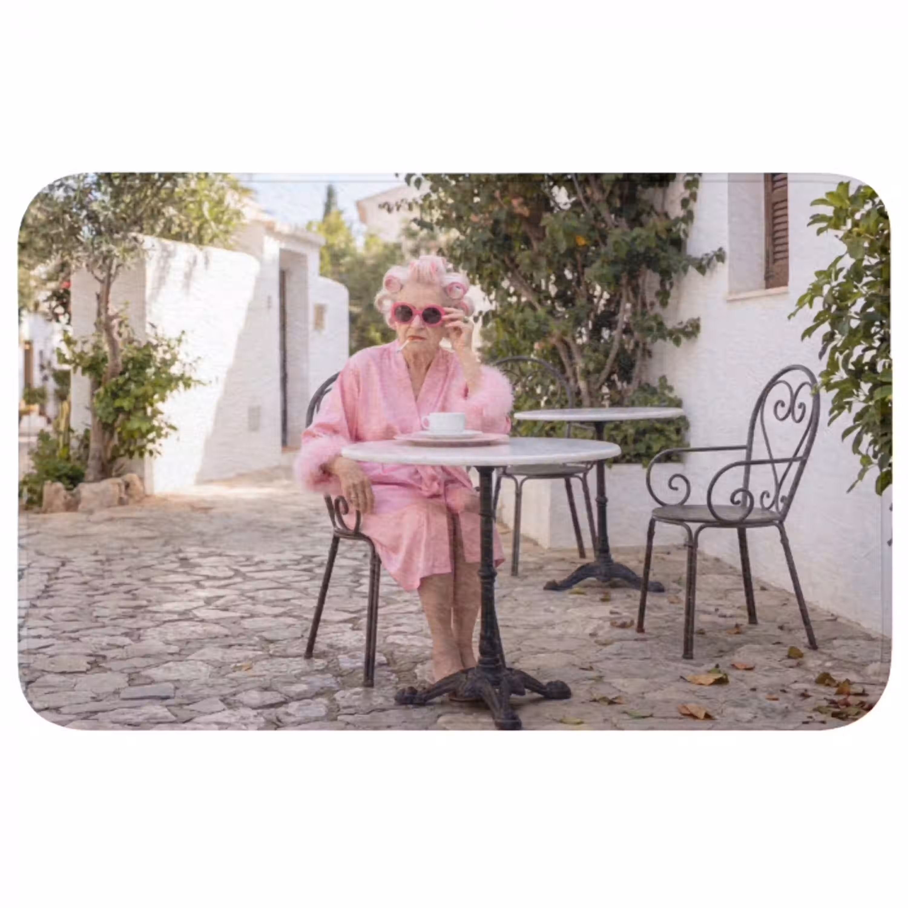 Ochtendjas - Krulspelden - Roze Badmat middel -3d