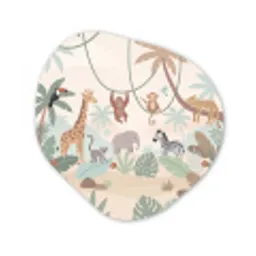 Jungle - Dieren - Groen Wandcirkel Organisch Aluminium middel -3d