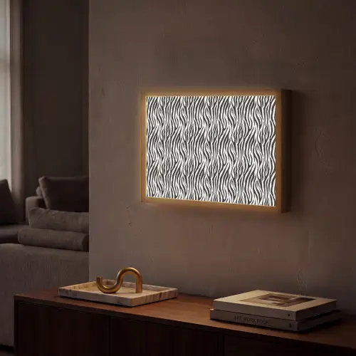 Zwart - Wit - Zebra - Patroon Light Box met batterij (Wandlamp) middel 907 -sfeer1