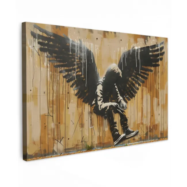 Graffiti - Kunst - Vleugels - Street art - Banksy canvas 2cm klein -z3d