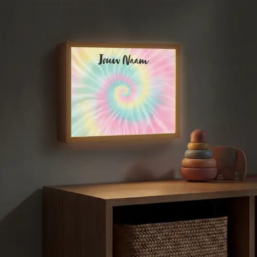 Tie Dye - Pasteltinten - Roze Light Box met batterij (Wandlamp kind) middel -sfeer5_kind