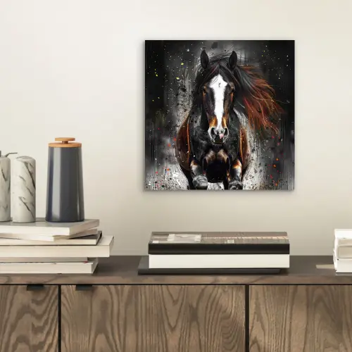Paard - Dieren - Zwart - Luxe - Modern aluminium wit klein -sfeer1