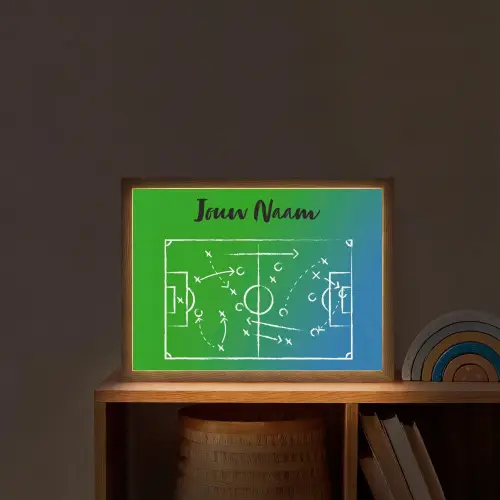 Voetbal - Tactiek - Spel - Groen - Blauw Light Box met batterij (Wandlamp kind) middel -sfeer1_kind