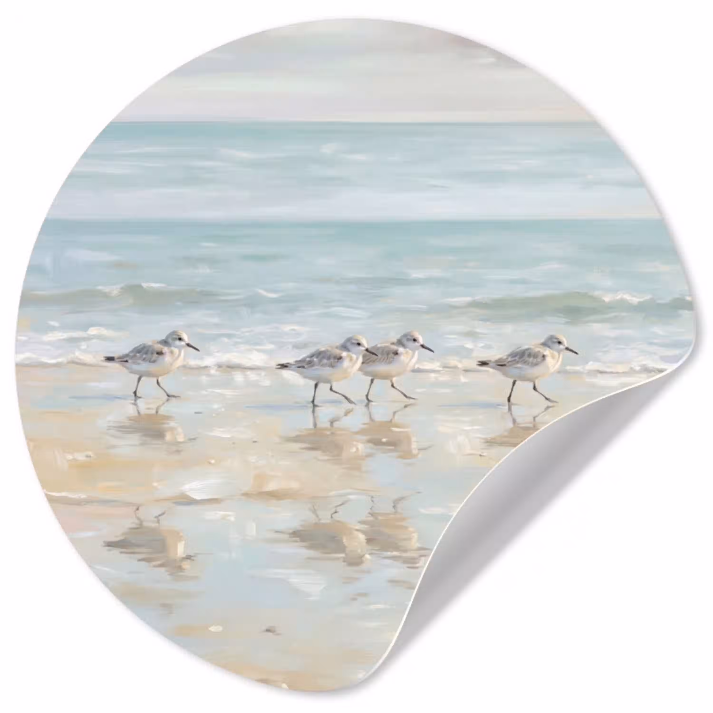Vogels - Strand - Zee Wandcirkel behangsticker klein -3d