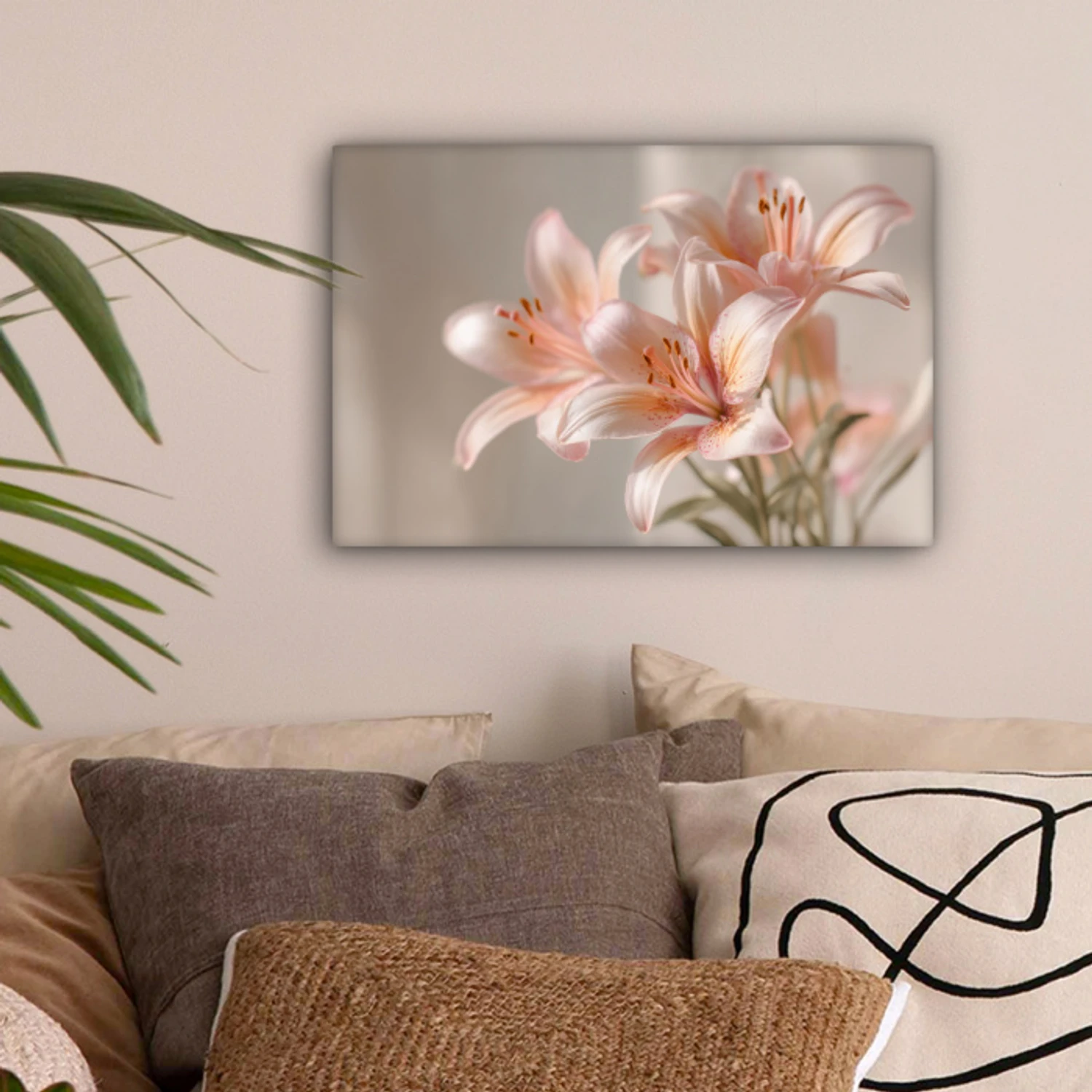 Lelies - Meeldraden - Roze - Wazig canvas 2cm klein -sfeer1