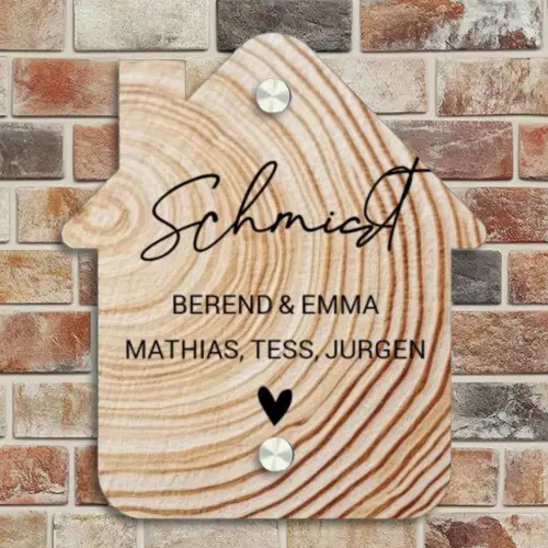 Holzmaserung - Elegant Naambord Huisje klein -sfeer6