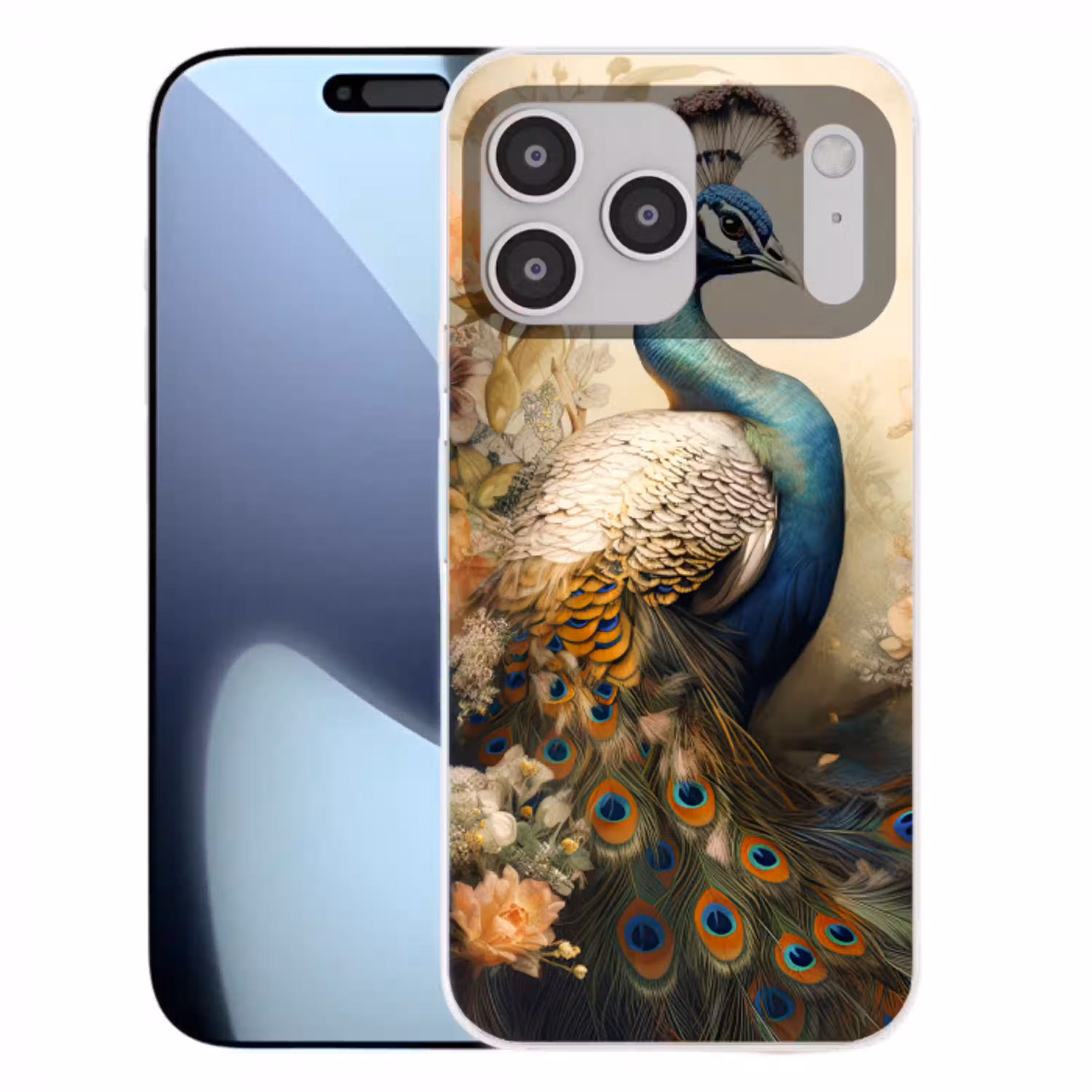 Pauw - Pauwenveren - Bloemen - Vogels - Botanisch Telefoonhoesje iPhone 17 Pro Max klein -3d