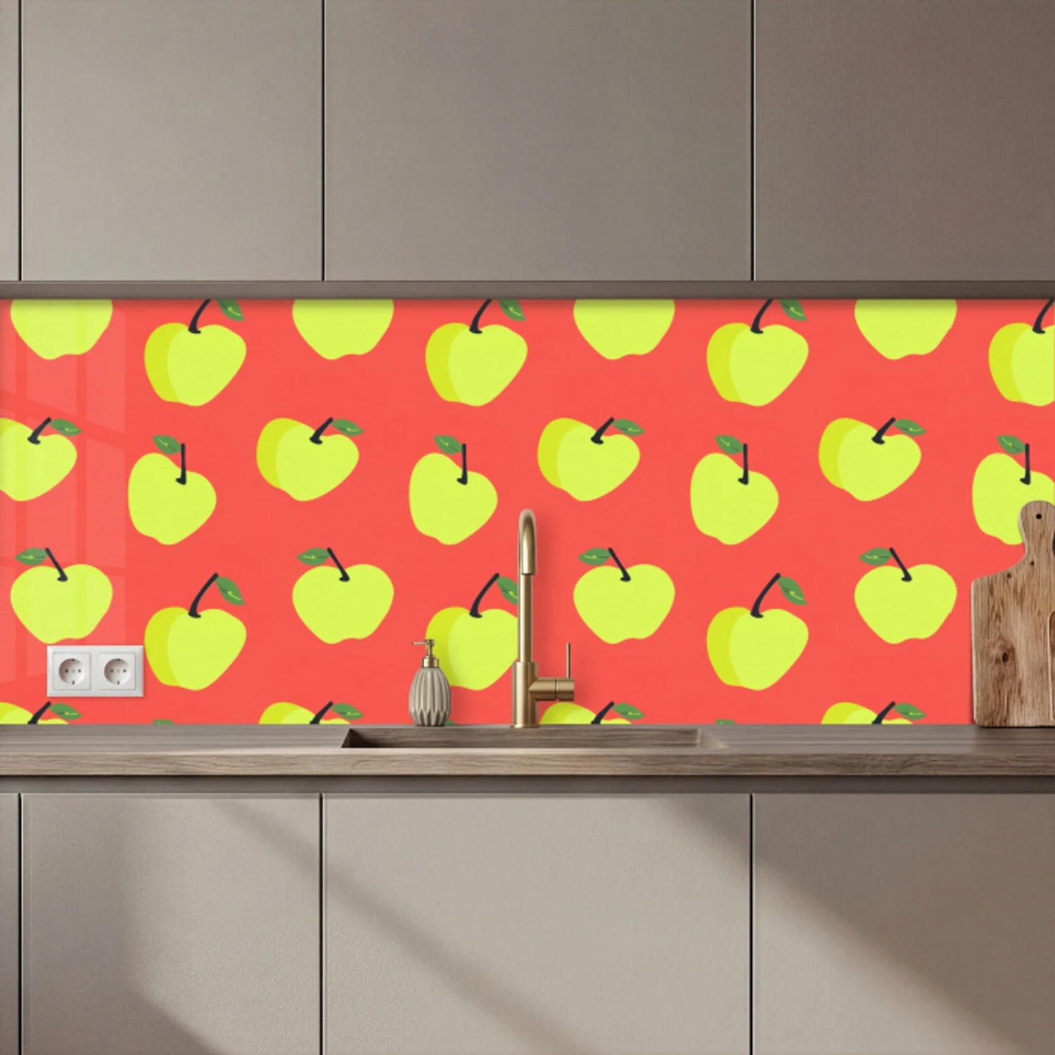 Appels - Modern - Groen keuken achterwand 2 middel 871 zz_3dshopping