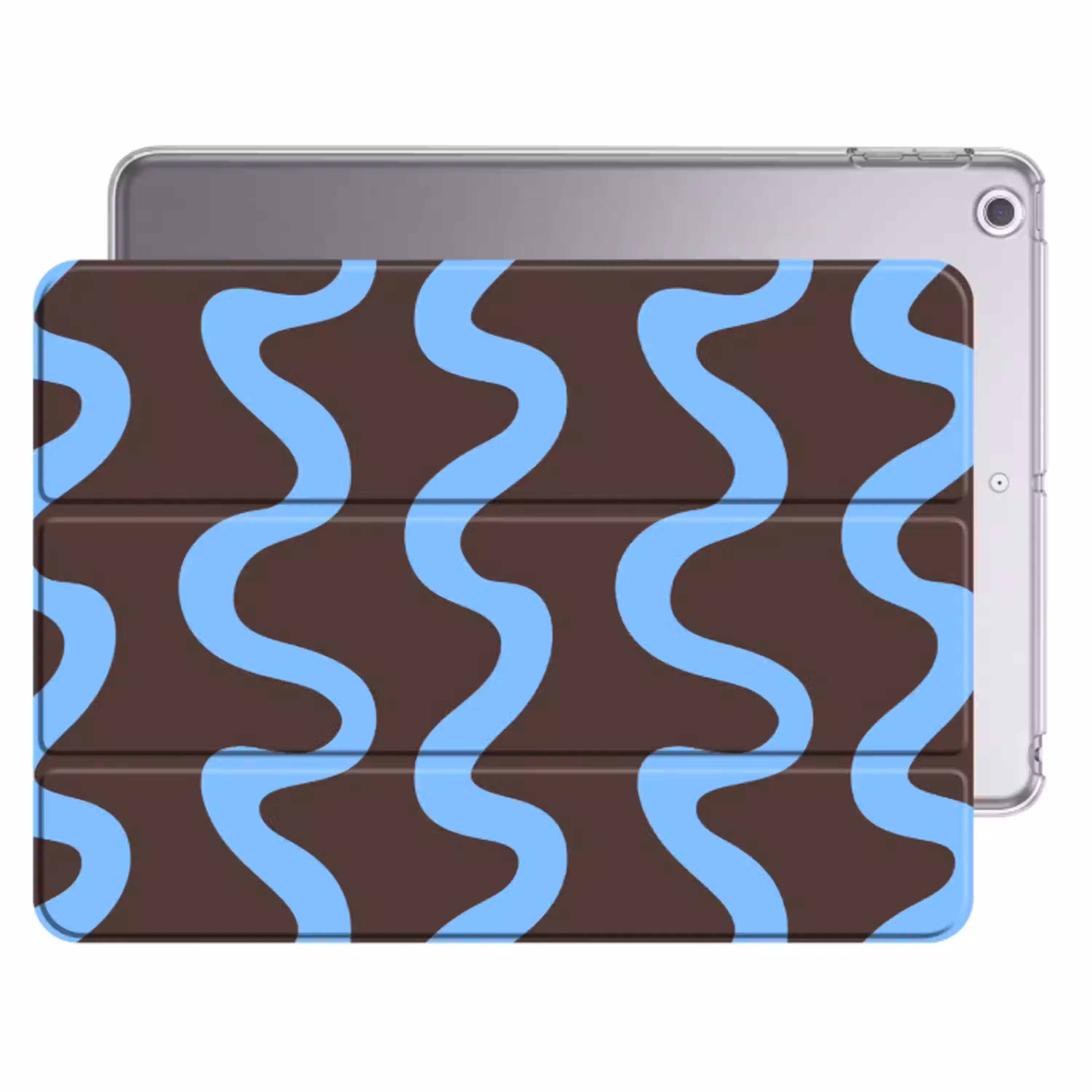 Kronkelende lijnen - Blauw - Bruin - Minimalistisch Apple iPad 2017 middel 1172 -threedimensional_3d_global