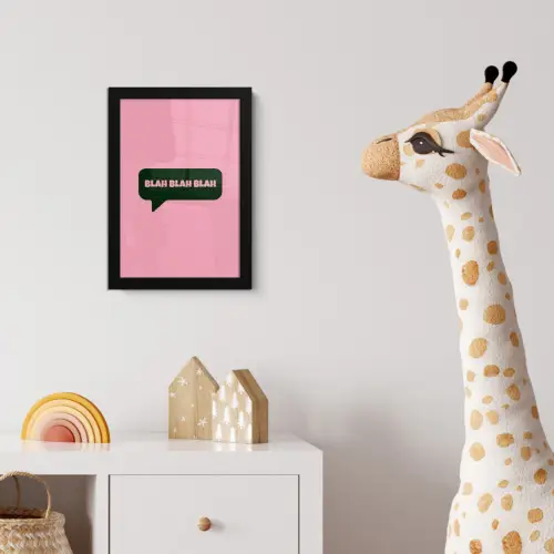 Roze - Tekstwolk - Groen - BLAH BLAH BLAH fotolijst zwart zonder passe partout klein -usfeer4_kinderkamer