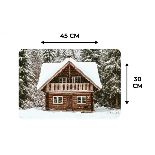 Huis - Bos - Winter - Natuur - Sneeuw Placemat vinyl groot -specs