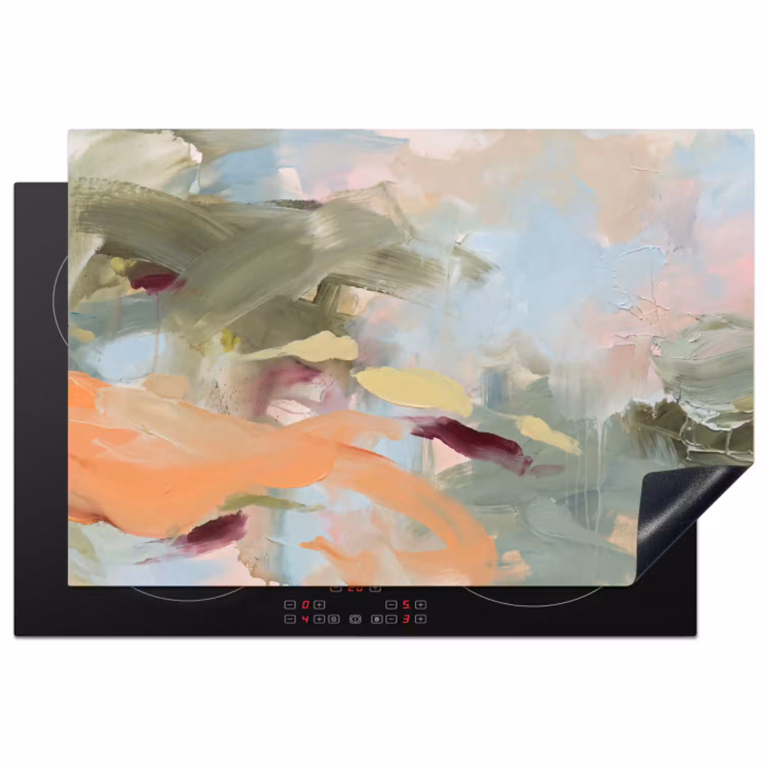Abstract - Borstelstreken - Kunst - Modern - Pastel Inductie beschermer vinyl 3mm klein -3d
