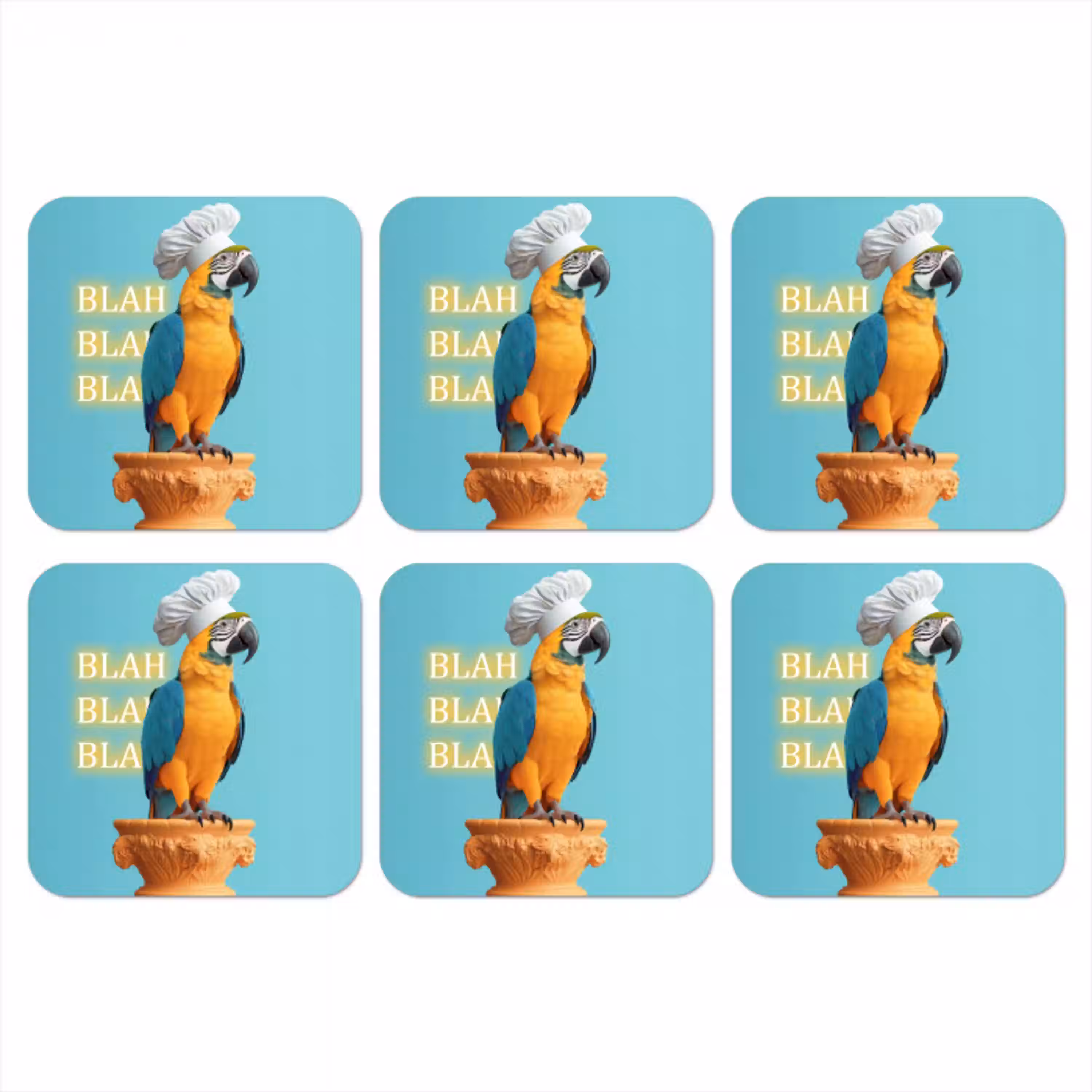 Papegaai - Koksmuts - Quote - Neon onderzetter kurk middel -3d