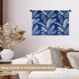 Blad - Palm - Blauw Wandkleed katoen klein 269 -sfeer1