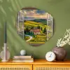 Doorkijk - Toscane - Uitzicht - Landschap - Zomer Wandcirkel Organisch Plexiglas middel -sfeer2