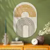 Bogen - Lijnen - Oranje - Minimalistisch Wandcirkel Ovaal Glas middel -sfeer2