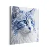 Kat - Patroon - Blauw aluminium wit klein -3d