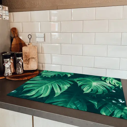 Monstera - Bladeren - Planten - Jungle - Natuur Inductie beschermer vinyl 3mm klein -sfeer3
