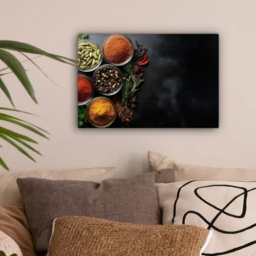 Glazen - Bakjes - Blaadjes - Kruiden canvas 2cm klein -sfeer1
