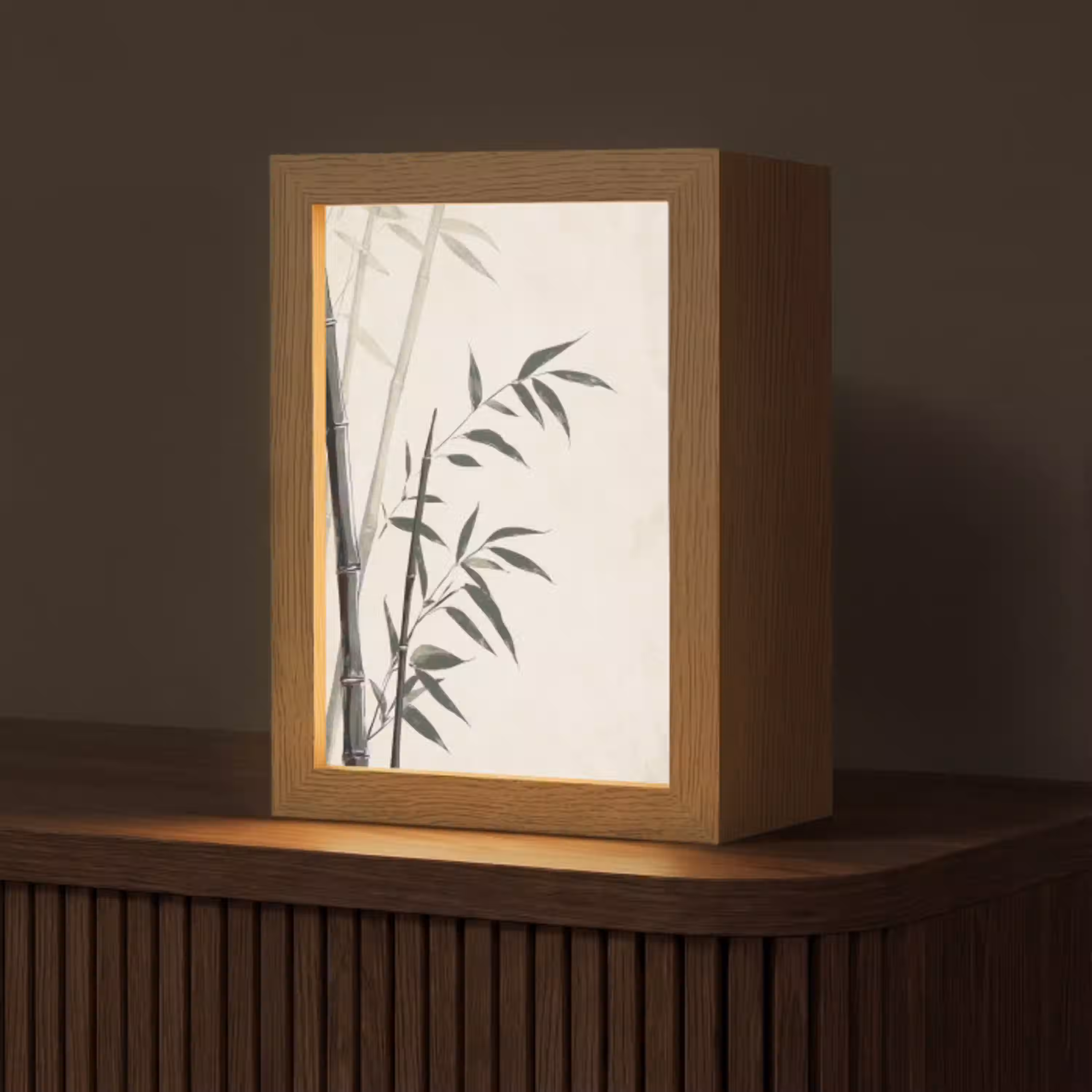 Japandi - Bamboe - Beige Light Box met kabel (Tafellamp) klein -z3d_website