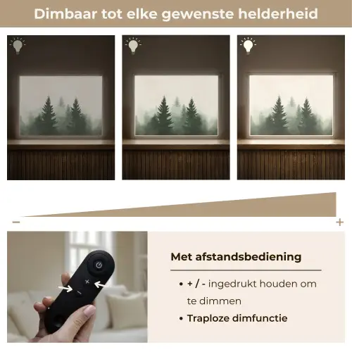 Sparren - Bomen - Groen - Beige Light Box met batterij (Wandlamp) middel -USP_dimbaarNL