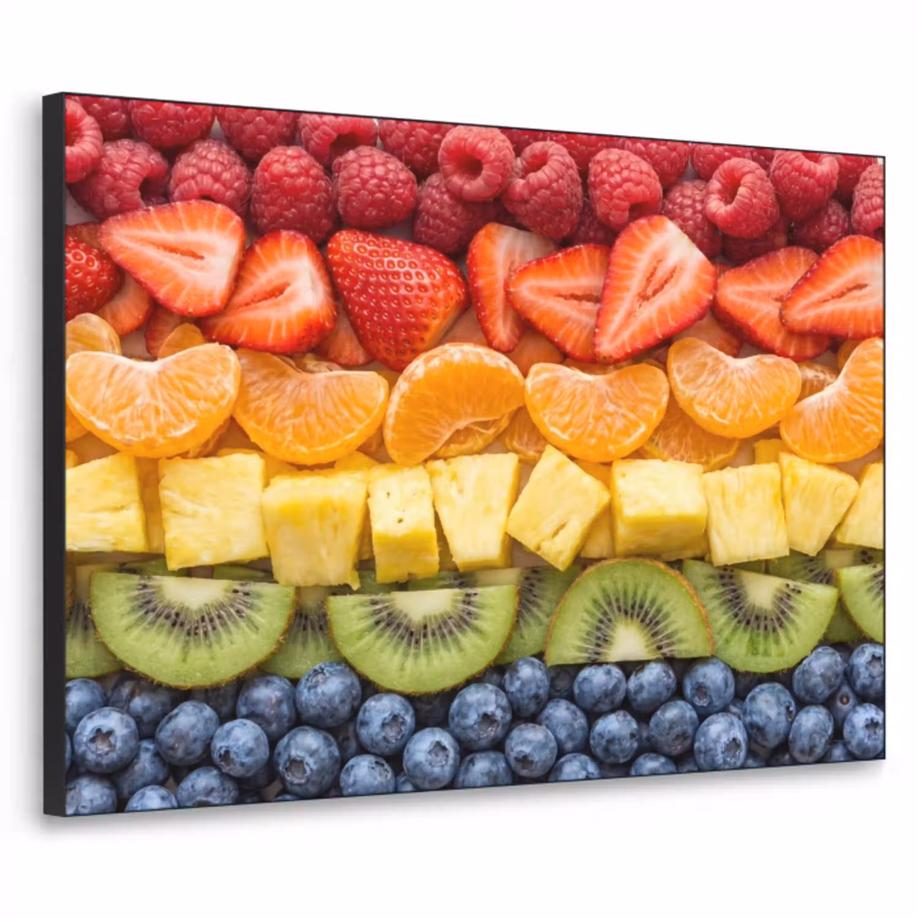 Fruit - Regenboog - Gezond - Kleurrijk Textielframe zwart klein -3d