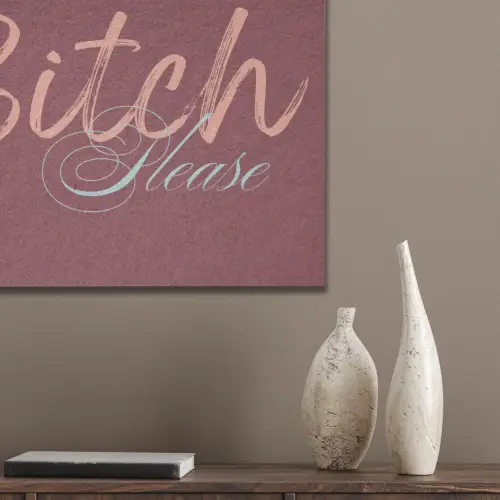 Bitch please - Rood - Blauw PET vilt klein -sfeer6_closeup