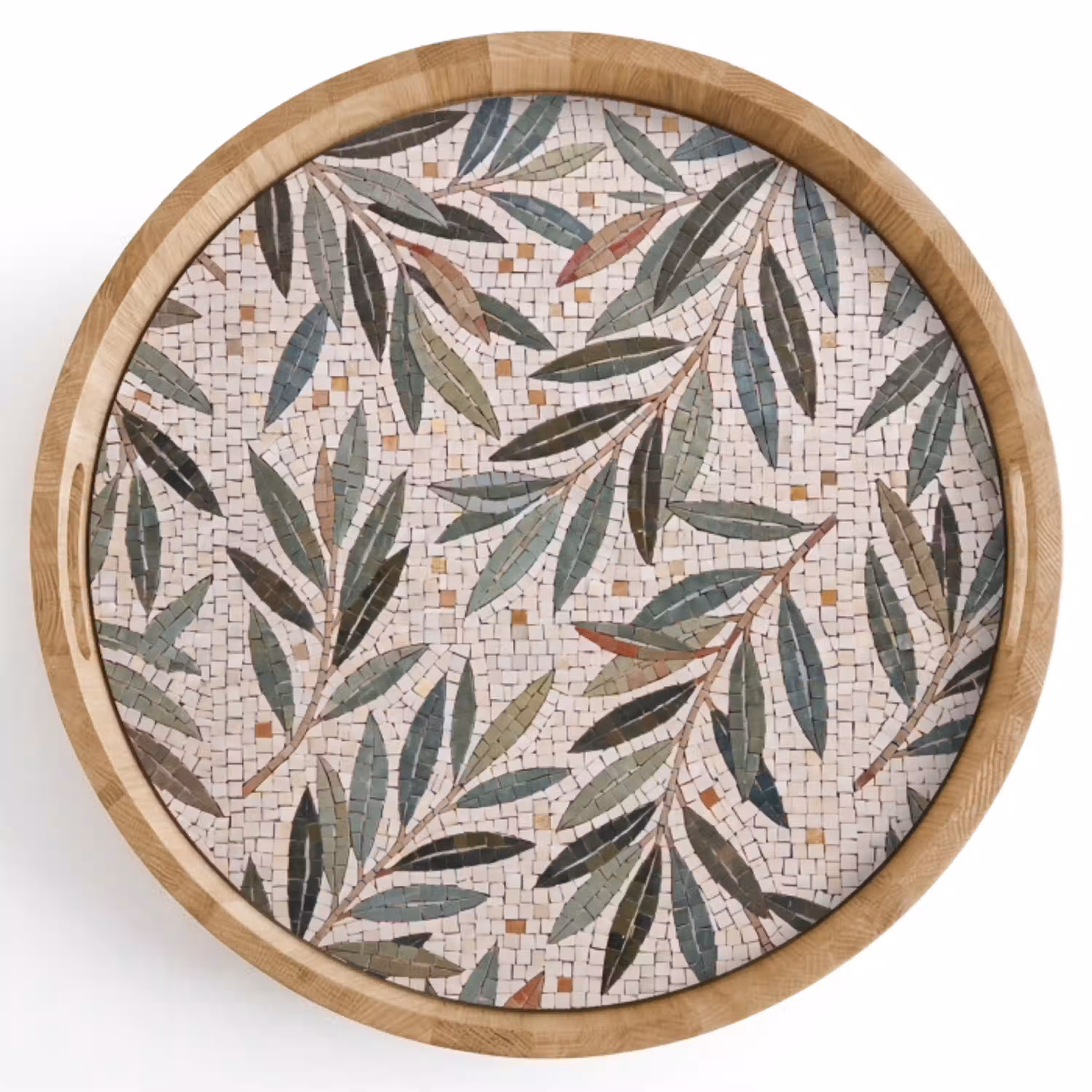 Plant - Blad - Mozaïek - Groen Dienblad Rond middel -z3d_shopping