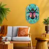 Kever - Bloemmotieven - Turquoise - Bladeren Wandcirkel Ovaal Forex klein -sfeer4