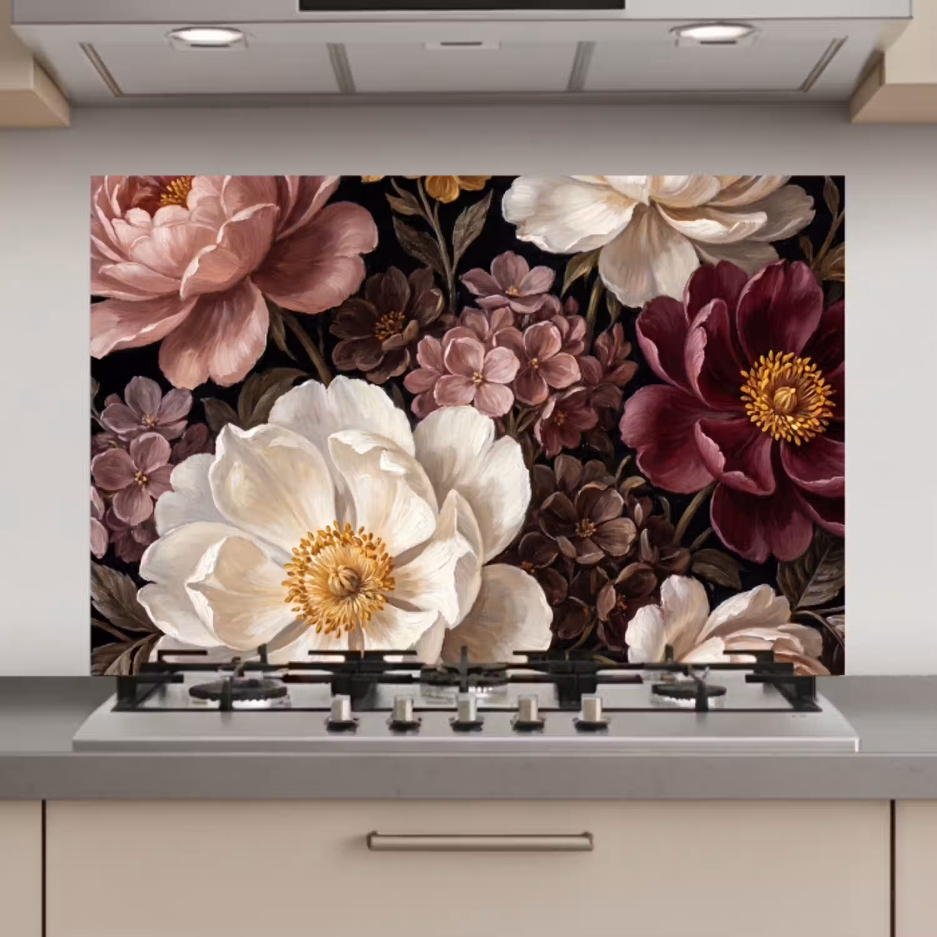Bloemen - Boeket - Klassiek - Donker - Rood keuken achterwand spatscherm klein -3d_website