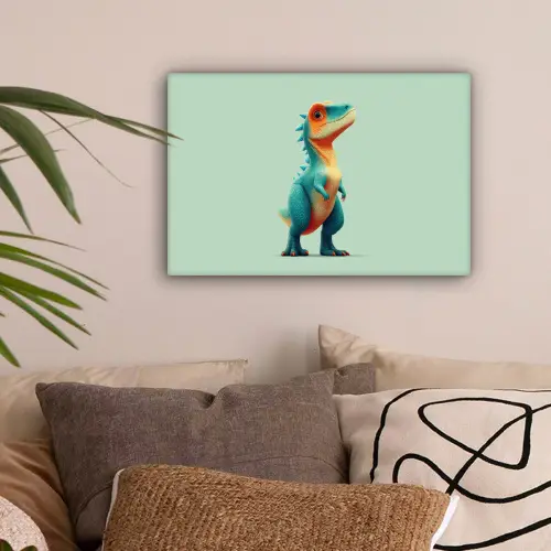 Cartoon - Dino - Oranje - Stekels canvas 2cm klein -sfeer1