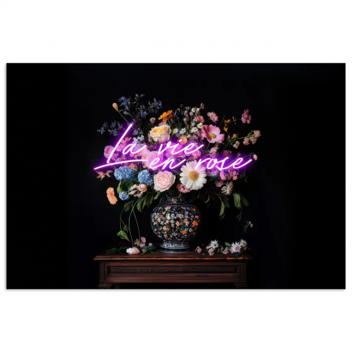 Neon - Vaas - Bloemen poster papier klein -3d