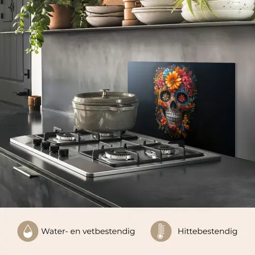 Bloemen - Kleurrijk - Schedel keuken achterwand spatscherm klein -usp_NL