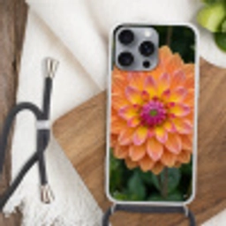 Dahlia - Bloem - Oranje Hoesje iPhone 16 Pro Max met koord klein -sfeer4