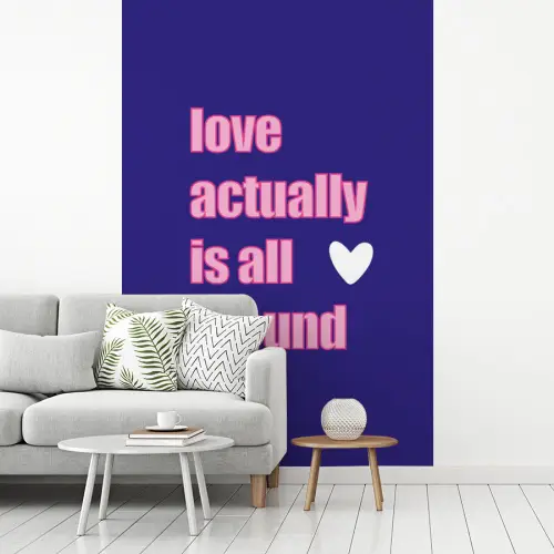 Tekst - Valentijn - Love - Blauw fotobehang vinyl groot -woonkamer