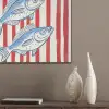 Vissen - Verticale strepen - Blauw - Rood PET vilt klein -sfeer6_closeup