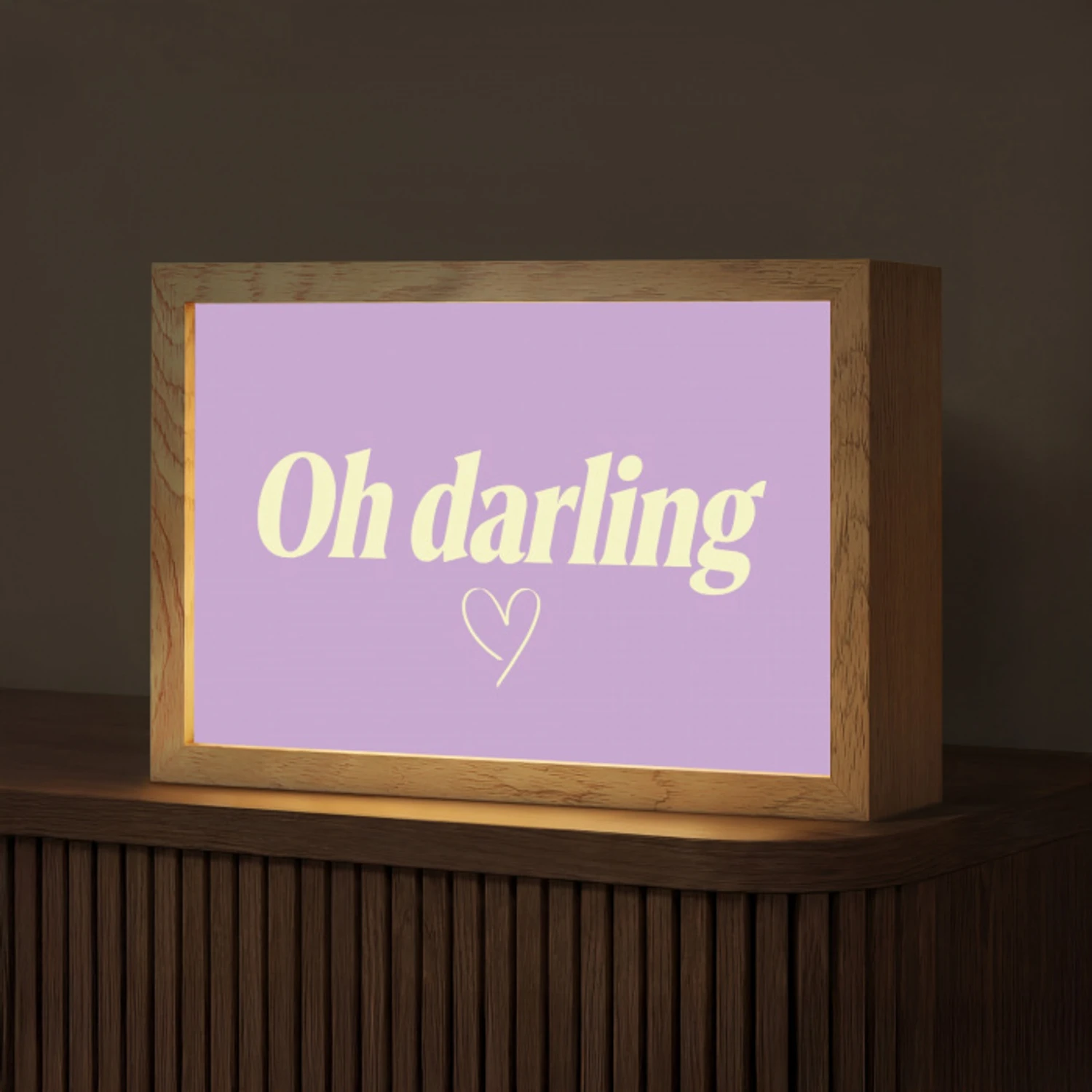 Oh darling - Hart - Paars Light Box met kabel (Tafellamp) klein -z3d_website