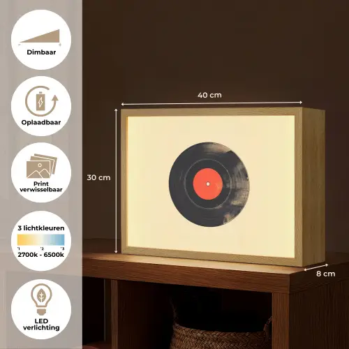 Illustratie - Vinylplaat - Beige - Vintage Light Box met batterij (Wandlamp) middel -USP_websiteoverzichtNL