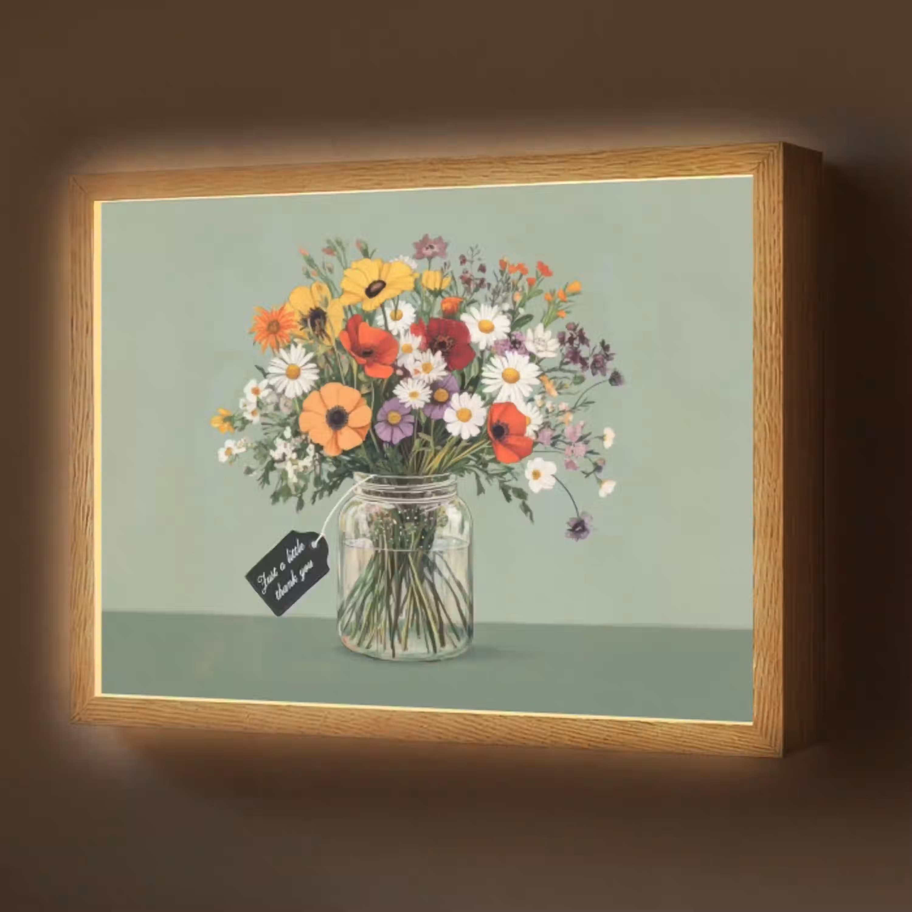 Bloemen - Vaas - Kaartje Light Box met batterij (Wandlamp) middel -z3d_website
