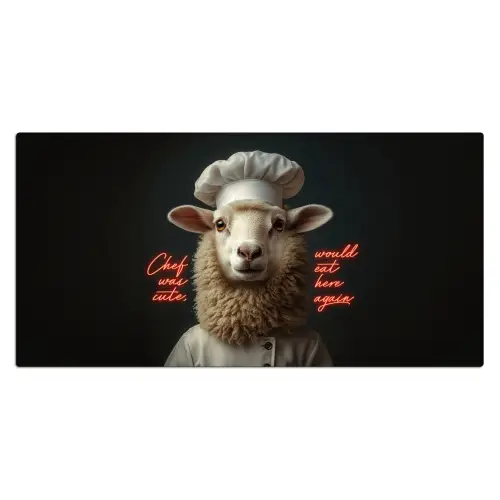 Schaap - Kokskleding - Neon - Quote Muismat XXL klein -3d_leeg