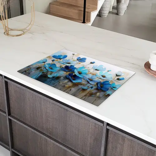 Bloemen - Schilderij - Blauw Inductie beschermer vinyl 3mm klein -sfeer8