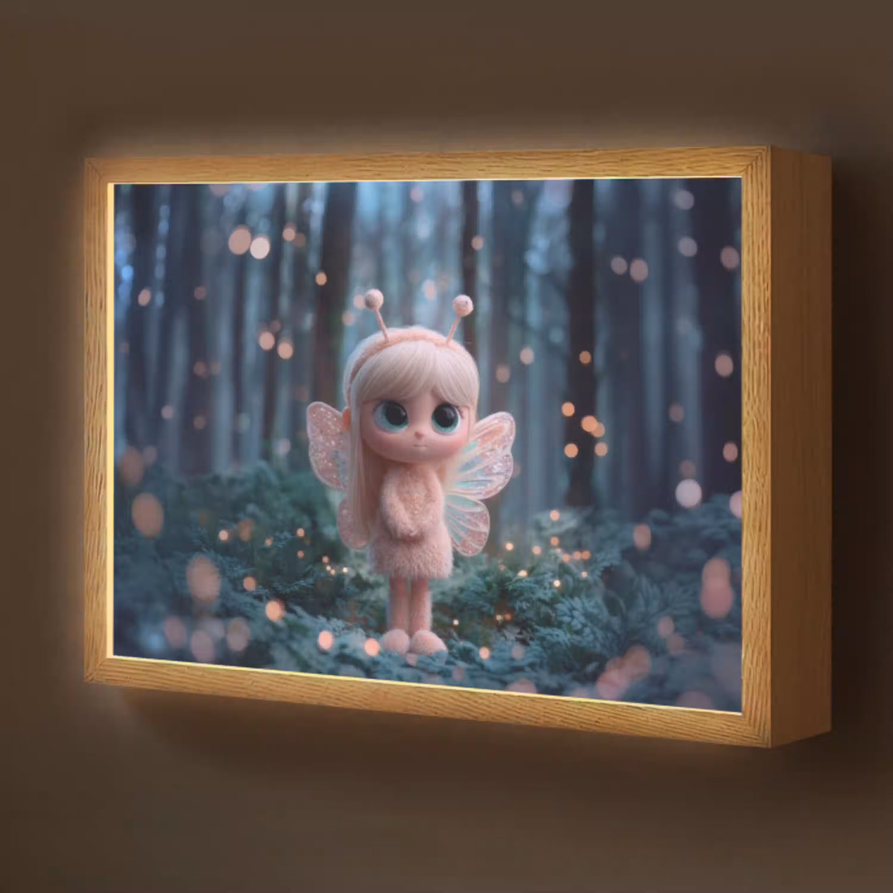 Elfje - Cartoon - Bos - Lichtjes Light Box met batterij (Wandlamp kind) middel -z3d_website